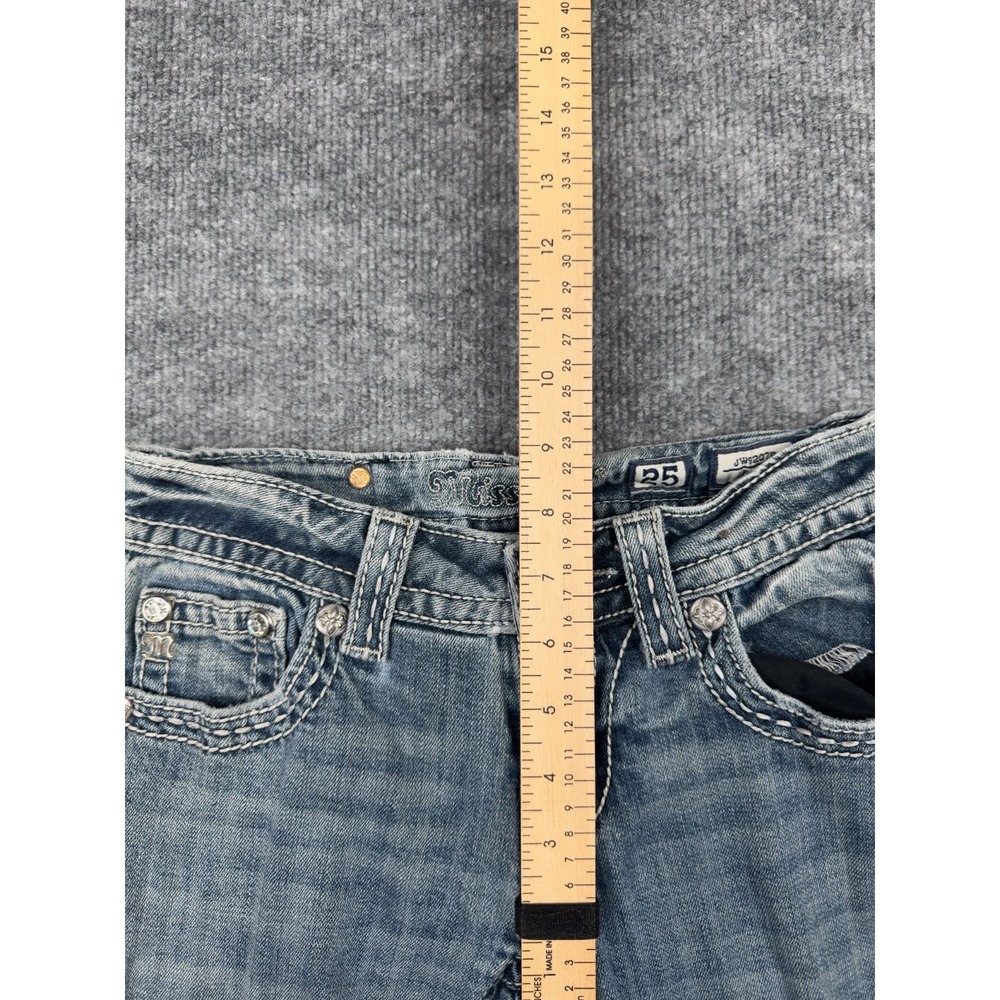 Miss Me Bootcut Jeans Women's 25 JW6207B Blue Embellished Flap Pocket Denim - Picture 9 of 16